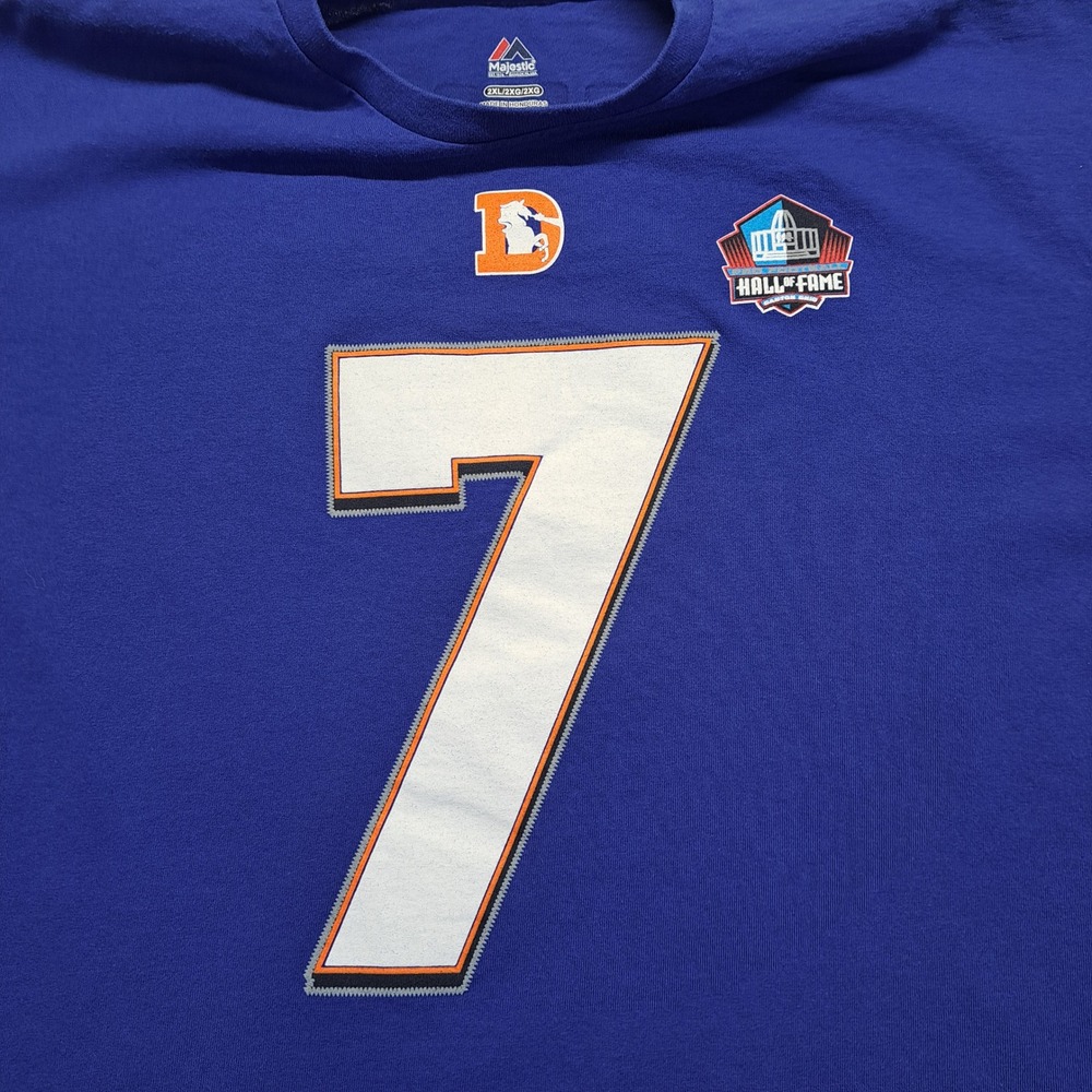 Majestic John Elway‎ Denver Broncos Mens 2XL Blue Excellent Hall of Fame Tee 7 - Picture 4 of 12